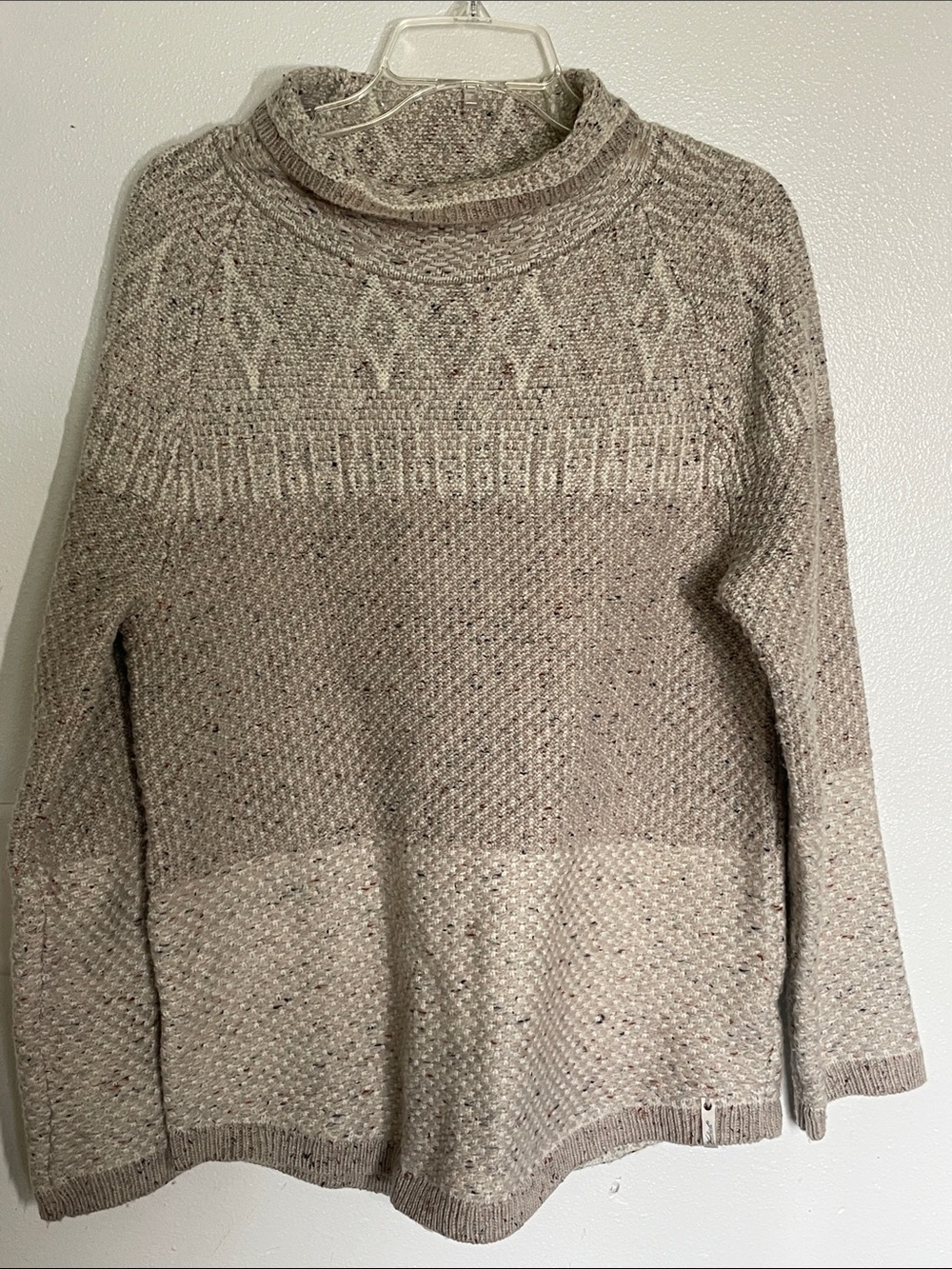 Woolrich Two-Tone Taupe & Cream Cowl Sweater